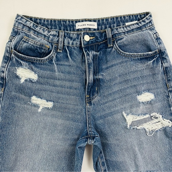 Flying Monkey Highrise Stretch Distress Faded 100% Cotton Skinny Jean Size 28 - Picture 5 of 15